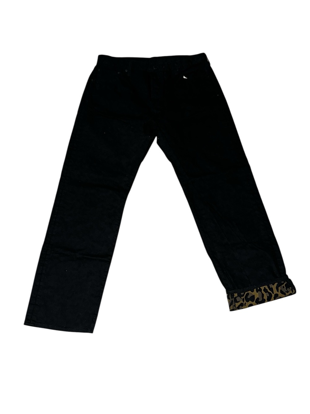 Levis 501 Jeans 38 X 32 Black Leopard Lined Animal Denim